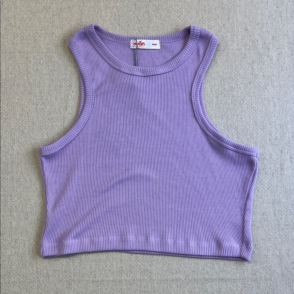 Ribbed Lavender Crop Tank Top by